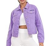 Cipo & Baxx Damen Jeansjacke Oversize Lang Denim Frezeitjacke WJ212 Lilac L