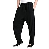 ZooBoo herren kampfkunst kung fu hose leinenhose tang anzughose mittel schwarz