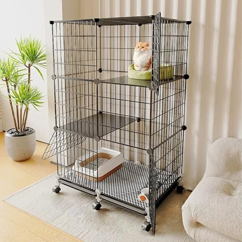 Großer abnehmbarer Katzenkäfig Laufstall für Innen Innen mit Tablett/Rädern/Hängematte, Innen-Catio-Außen-Katzengehege, Käfige, Hausbalkon, Katzenlaufstall for Critter Nation Cage