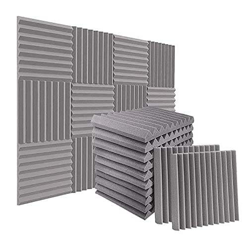 Mkcavne 24 Packungen 1 X 12 X 12 Schall Dichte Schaum Stoff Platten Schall Absorbierende Isolierung für Aufnahme Studio, Spielzimmer