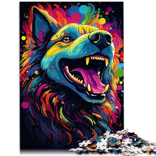 Puzzle, farbenfrohes psychedelisches Puzzle für Hunde, Puzzle für Erwachsene, 1000 Teile, Holzpuzzle, Lernspiel, Familienaktivitäts-Puzzle (50 x 75 cm)