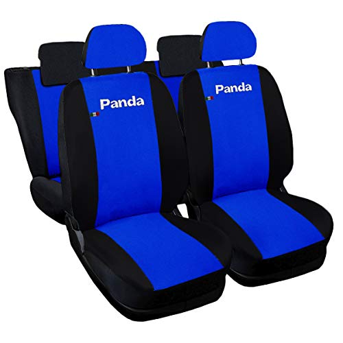 Lupex Shop Panda.3s_Br.N-50 Autositzbezüge, kompatibel mit Panda Tritte Serie (Mod.319) Version 50e50 Blau Royal Schwarz | Set Sitzbezüge vorne und hinten | Airbag kompatibel | Innenausstattung