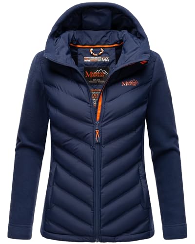 MARIKOO Damen Fleece Hybrid Jacke Trekking Wanderjacke Übergangsjacke [B929-Haruna-Navy-Gr.M]