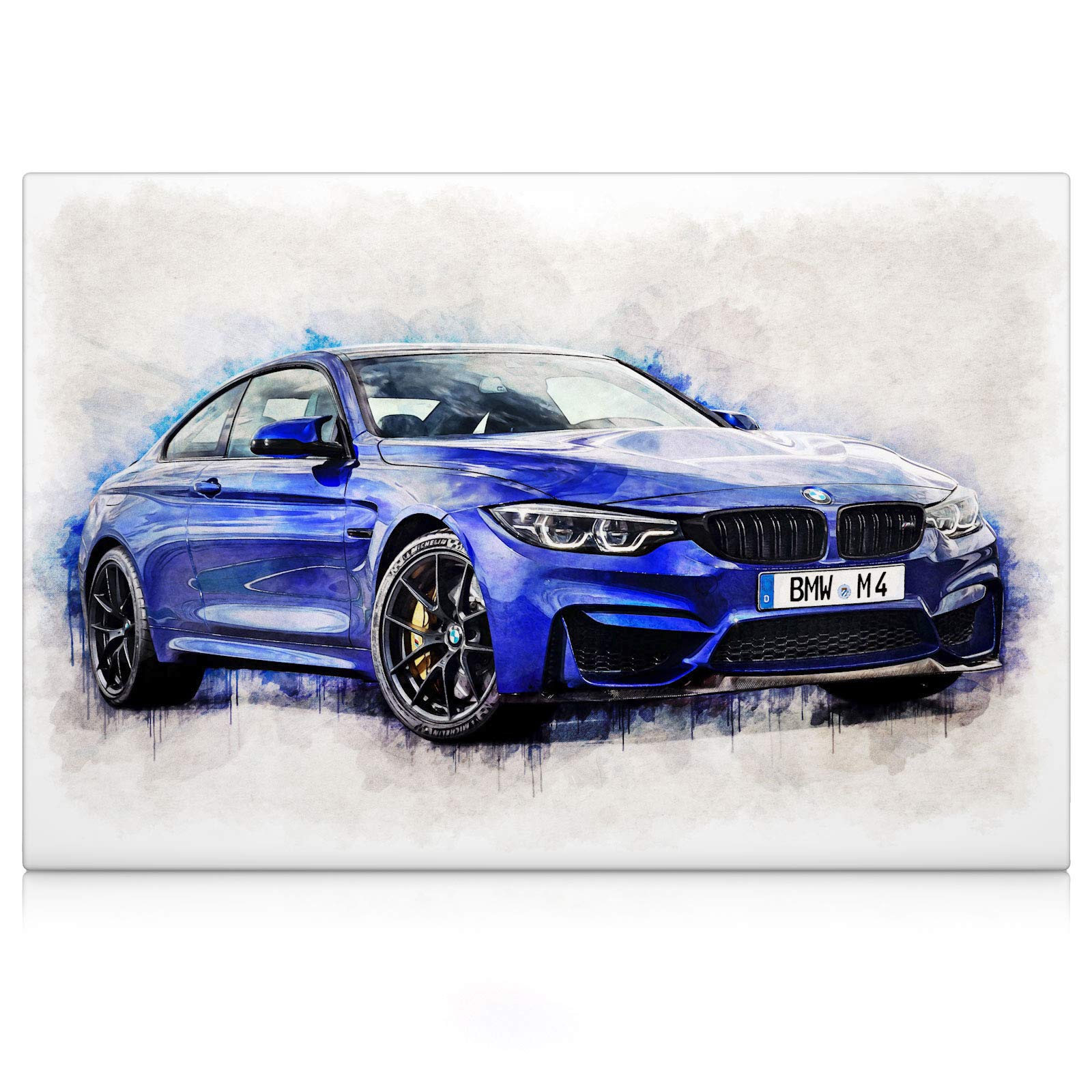 CanvasArts M4 Coupe Artwork - Leinwand Bild auf Keilrahmen - Leinwandbild Sportwagen Wandbild kompatibel mit BMW (140 x 90 cm, Leinwand auf Keilrahmen)