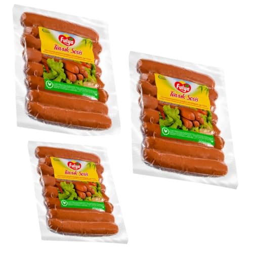 Fulya Hühnerwürstchen Hühnerwurst, abgepackte Grill- und Frühstückswurst 800g x 3 Stück