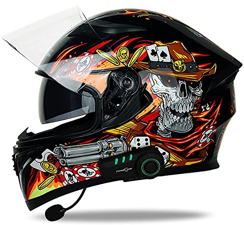 Integralhelm Helm Motorradhelm Mit Bluetooth-Headset und Klapphelm Doppelvisier Full face Motorrad Helm Klapphelm DOT/ECE Genehmigt Rollerhelm für Erwachsene Damen Herren