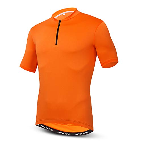 Herren Fahrradtrikot Kurzarm Outdoor Bike Bekleidung mit 3 Gesäßtaschen, Orange/Abendrot im Zickzackmuster (Sunset Chevron), 3X-Groß