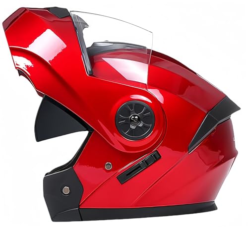 Klapphelm mit Doppelvisier, Integral-Motorradhelm, beschlagfrei, Motorrad-Roller-Helm, Doppelspiegel, Herren-Damen-Helm, ECE-geprüft A,M57-58CM