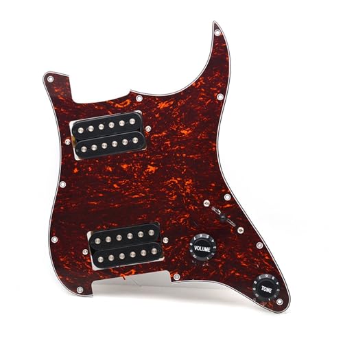 Schlagbrett Tonabnehmer für E Gitarre Elektrische Gitarre Pickup Panel ST SQ HH Elektrische Gitarre Schlagbrett Vordere Abdeckung Verdrahtung Montage Perle Farbe(Red tortoise panel-black pickup)