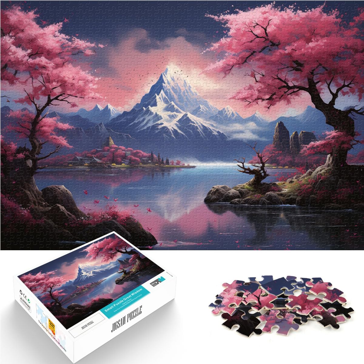 Puzzle-Geschenk, japanische Kirschblüten-Landschaftskunst, 1000-teiliges Puzzle für Erwachsene, Holzpuzzle und Geschenkidee, 1000 Teile (50 x 75 cm)