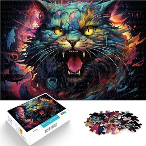 Puzzles Geschenke Spielzeuge Fantasie-Dämonenkatze Puzzle für Erwachsene 1000 Teile vollständig ineinander greifenden und zufällig geformten Teilen 1000 Stück (50 x 75 cm)