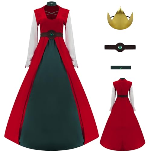 AYYOHON Queen Dagmar Kleid für Damen, Dagmar Cosplay-Kostüm, Dagmar-Outfits mit Krone, Halskette, Gürtel für Erwachsene, Halloweenanzug, Größe S