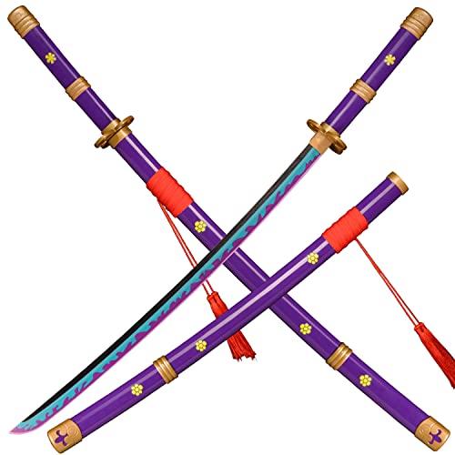 kljhld Bambus Anime Schwert Cosplay Katana Schwert, Roronoa Zoro Katana Schwert AME no Habakiri Schwert Katana Schwert lila 103cm/40 Zoll, Ame no Habakiri viola