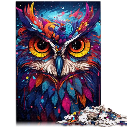 Spielzeug Puzzle Malen Farbe Tier Eule 1000 Teile Puzzle Geschenke Holzpuzzle Jedes Teil ist einzigartig - Herausforderndes lustiges Familienspiel 1000 Teile (50x75cm)