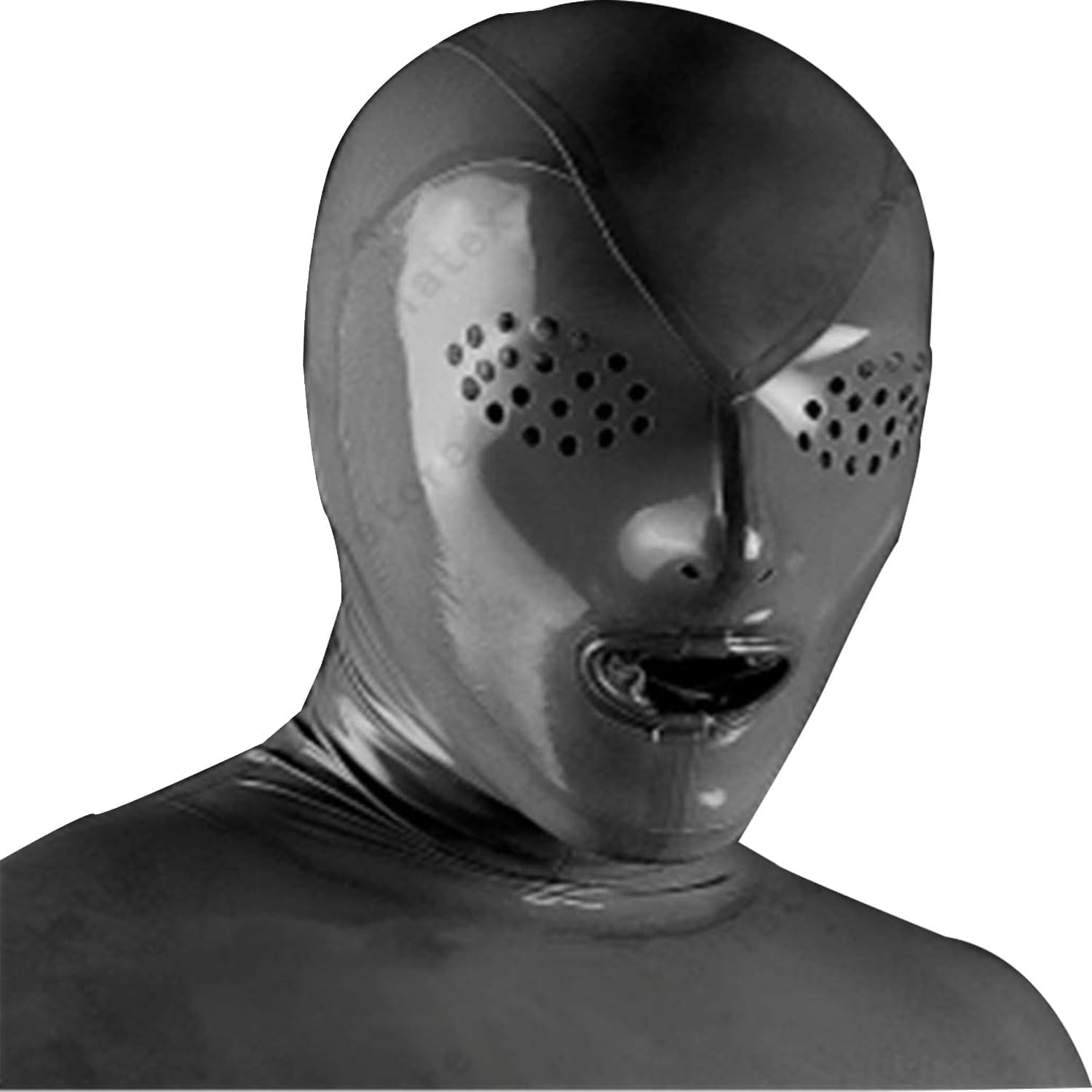 MAUXpIAO Latexmaske Gummi SM Fetisch Vollbondagemaske Latex Kondom Plug Bondagemaske - Rollenspielmaske spitze/A/A