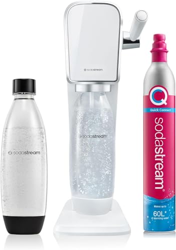 SodaStream ART Wassersprudler Weiß - Selbstbrütende Wasserherstellung In Einzelsekunden - Inkl. Wiederverwendbare Flasche und Kohlensäurezylinder - Langlebig - Modernes Design
