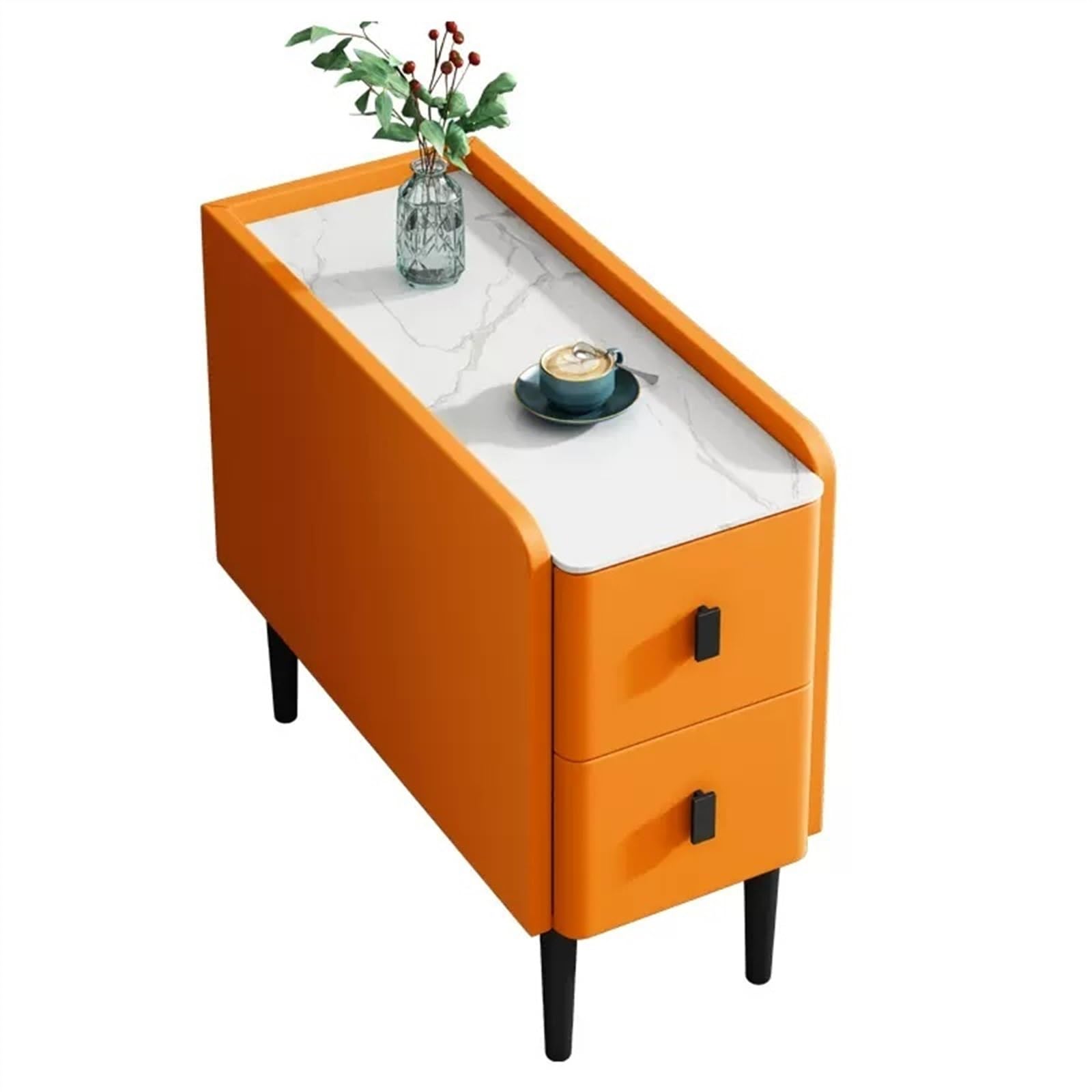 FUHAI-666 Wohnzimmer Sofa Schmal Sideboard Beistelltisch Aufbewahrungsschrank mit 2 Schubladen Beistelltisch Schmal Schrank Sofa Fugenschrank(Orange,25x80x60cm)