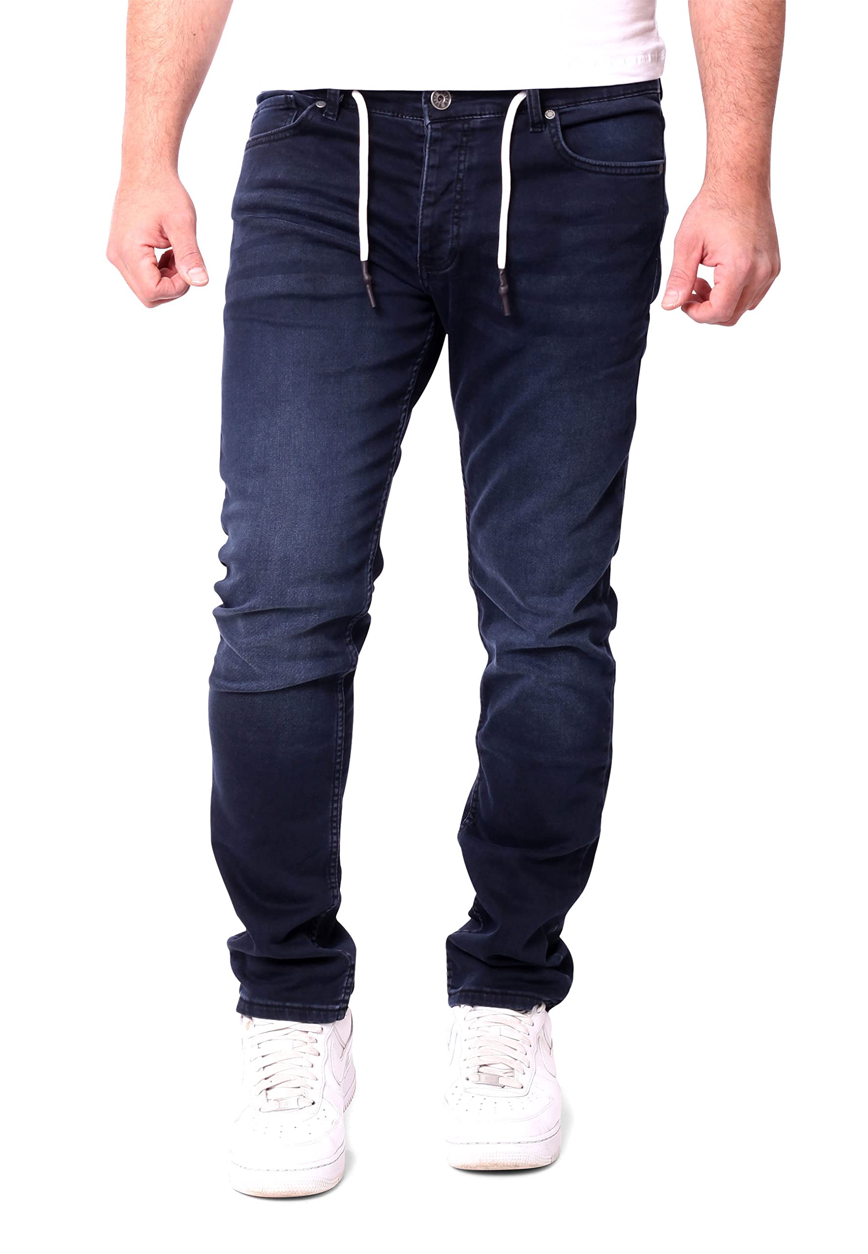 Reslad Jeans Herren Slim Fit - Sweathose in Jeansoptik l Stretch Denim Sweatjeans Männer Jeanshosen l Herrenjeans Hose RS-2088 Dunkelblau W31 / L32