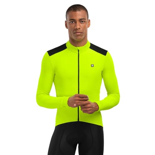 SIROKO - Langärmelige Thermo-Radtrikot M4 Atlantis - M - Neongelb/Schwarz