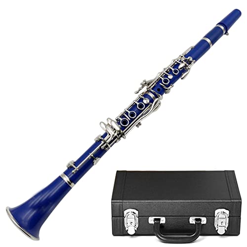 B Flache Klarinette Weiße Klarinette Farbe Klarinette Musikinstrument Anfänger Klarinette (Color : Blue+imitation leather case)