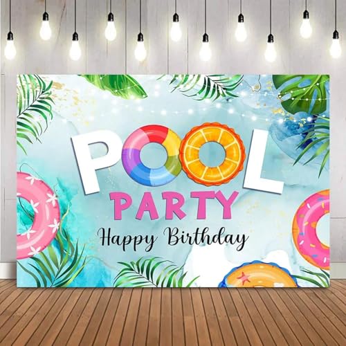 Pool Thema Party Sommer Schwimmen Mädchen Geburtstag Dekoration Hintergrund Tropisch Hawaiianisch Fotografie Zubehör 210X150cm