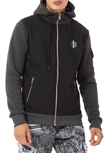 Cipo & Baxx Herren Sweatjacke Kapuzenjacke Hoodie Sweater Jacke Pullover Reißverschluss CL552 Anthracite XL