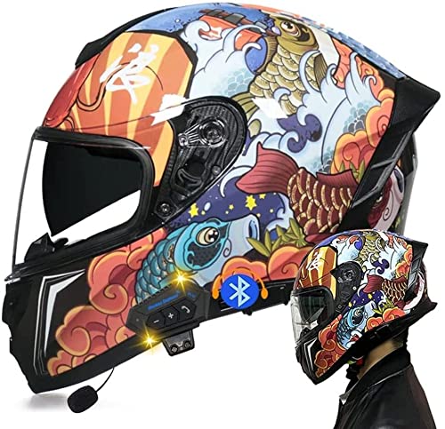 Bluetooth-Helm Klapphelm Motorradhelm Sturzhelm DOT/ECE Genehmigt Bluetooth Mit HD-Doppelspiegel Geschlossenen Reduzieren Windgeräusche ABS Hartes Warm Für Damen Herren