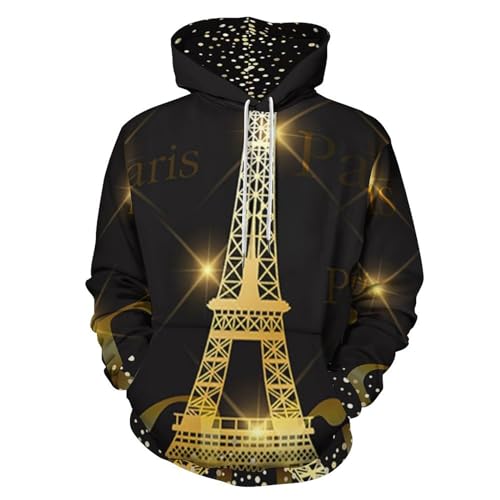 HABXNJF Kapuzenpullover Paris Eiffelturm Frankreich Hoodie Mode Hoodie mit Tasche für Herren Damen, Paris Eiffelturm Frankreich, XXL