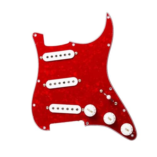 Schlagbrett Tonabnehmer für E Gitarre 2 SSS Prewired ST Schlagbrett 3 Single Coil Pickups Geladen E-Gitarre Schlagbrett Mit Schwarz Weiß Pickup(Red pearl w white)