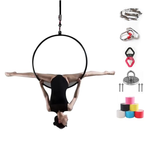 ROGHA Lyra Reifenring, Hängende Edelstahl Einpunkt Aerial Hoop Set, Aerial Yoga AusrüStung, Tanz FitnessgeräTe, FüR Zuhause, Fitnessstudio, Zirkusse,85cm-2.5cm