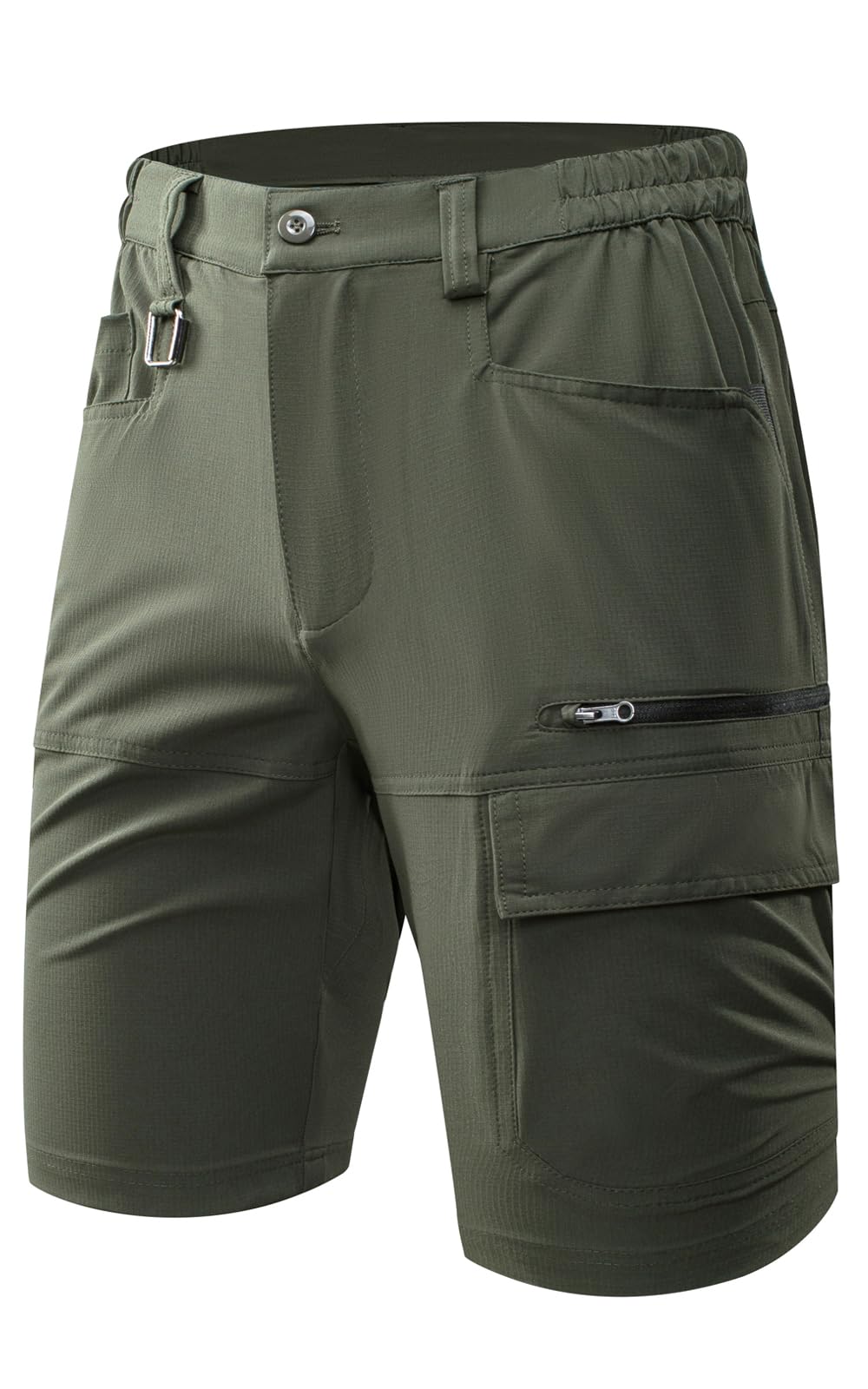 Mr.Stream Elastischer Herren Hose Short svielseitige Wanderhose komfortable mit praktischen Taschen Shorts 3201 S Green