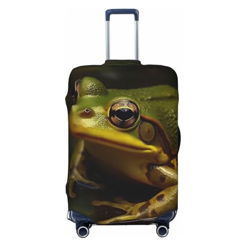 CSGJMYGS Reisegepäckabdeckung, elastisch, waschbar, modisch, kratzfest, grüner Frosch im Teich, Koffer-Schutz, passend für 45,7 - 81,3 cm Gepäck, Schwarz , XL