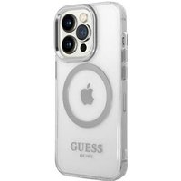 GUESS Hard Cover Metal Outline Magsafe Silver, für iPhone 14 Pro Max, GUHMP14XHTRMS (GUHMP14XHTRMS)