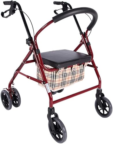 Gehgestell Mobilität Walker für Senioren Rollator Ältere Gehhilfe, Faltbare Gehhilfe Rollator Rollator Einkaufswagen mit Sitz und Handbremse für ältere Menschen Behinderte Walkers mit Lauf