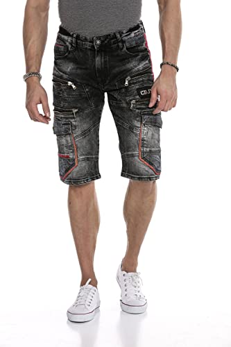 Cipo & Baxx Herren Shorts BermudaCapri Kurze Hose Denim Jeans Sweat Jeans-Short CK224 Schwarz 38