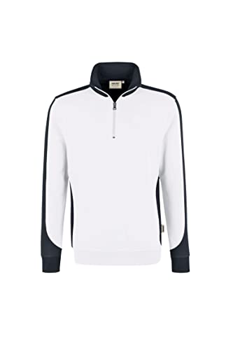 HAKRO Zip Sweatshirt Contrast Performance, HK476-weiß, XL