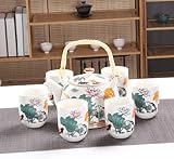 1 Kanne 6 Tassen Kreatives Keramik-Teeset, handgefertigte Teekanne, Tasse, chinesisches Porzellan, Geschenk, GungFu-Blumentee, Teegeschirr, Büro, Reisen, Teegeschirr, Niannianyouyu, siebente