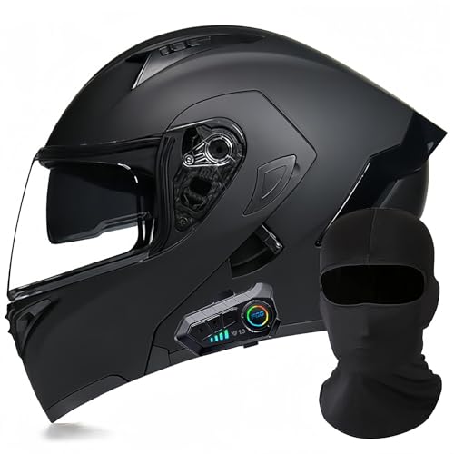 Modularer Motorrad-Bluetooth-Helm, DOT/ECE-Zugelassener, Hochklappbarer, Integrierter Motorradhelm Für Männer Und Frauen Mit Doppelvisier, Integriertem Dual-Lautsprecher 2,L59 ~ 60cm