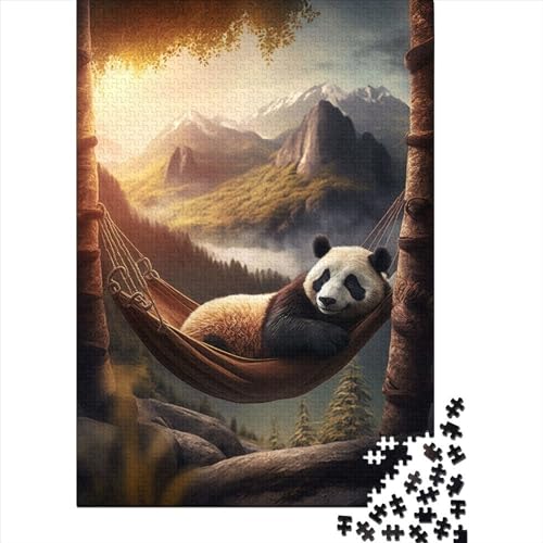 Schwierige, anspruchsvolle Puzzles mit 1000 Teilen, Chilling Hammock Panda Puzzles für Erwachsene und Teenager, Schwierige, anspruchsvolle Puzzles mit 1000 Teilen (29,53 x 19,69 Zoll)