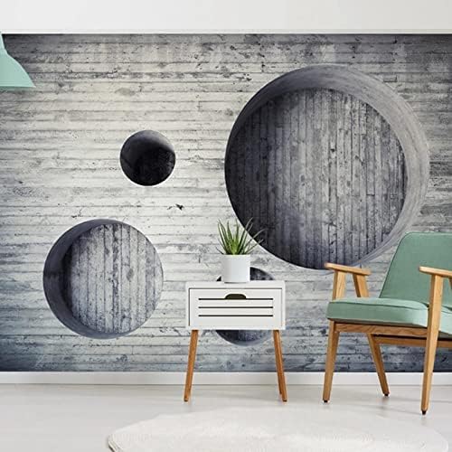 XLMING Vintage Abstrakte Runde Graue Fliese Küche Esszimmer Arbeitszimmer Wohnzimmer TV Hintergrund Wand 3D Tapete-430cm×300cm