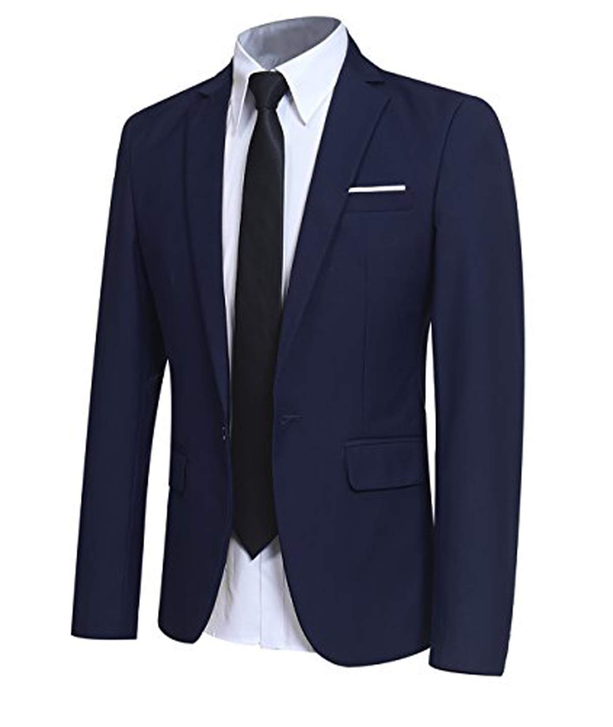 Allthemen Sakko Herren Slim Fit Sportlich Anzugjacke Herren Blazer für Business Hochzeit Freizeit Marineblau XXL