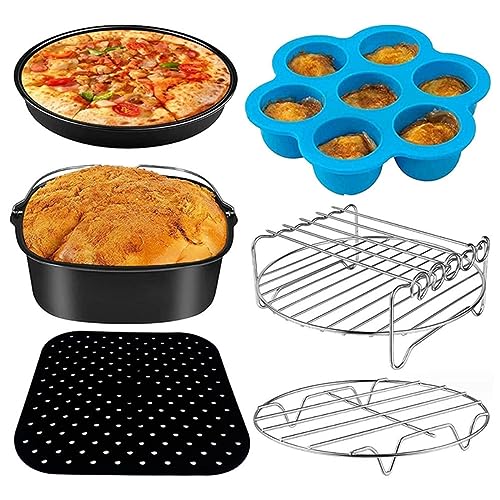 6Pcs Air Friteuse Backen Rack Edelstahl Wiederverwendbare Pizza Kuchen BBQ Backen 5 8 Air Friteuse Ofen Zubehör