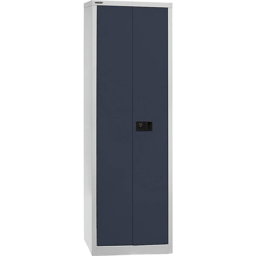 BISLEY Flügeltürenschrank Universal, 4 Fachböden, 5 OH, B 600 mm, Metall, 525 Korpus Lichtgrau, Fronten Anthrazitgrau, 40 x 60 x 195 cm