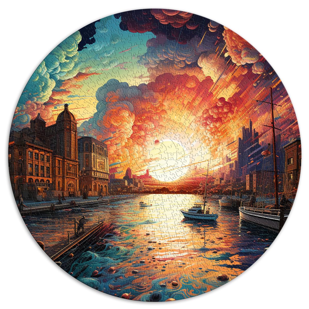 Puzzles für Osloer Hafen, bunt, 1000 Teile, für Erwachsene, Geschenke, 26,5 x 26,5 Zoll, Puzzles für Geschenke ganze Familie und die