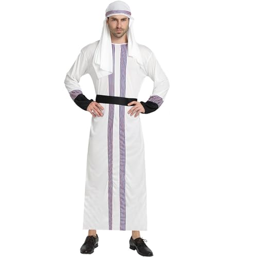 Arabisches Kostüm Anzug Halloween Cosplay Outfit Party Naher Osten Robe Hirten Cosplay Kostüm Für Maskerade Party Männer Schäferkostüm Naher Osten Dubai Robe Arabisches Kostüm