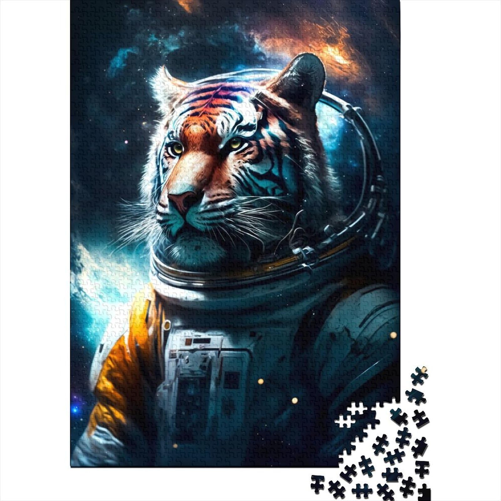 Astronauten-Tiger-Holzpuzzle für Erwachsene und Jugendliche von Adult Jigsaw Puzzles 1000 Teile für anspruchsvolles Puzzlespiel und Familienspiel 29,53 x 19,69 Zoll