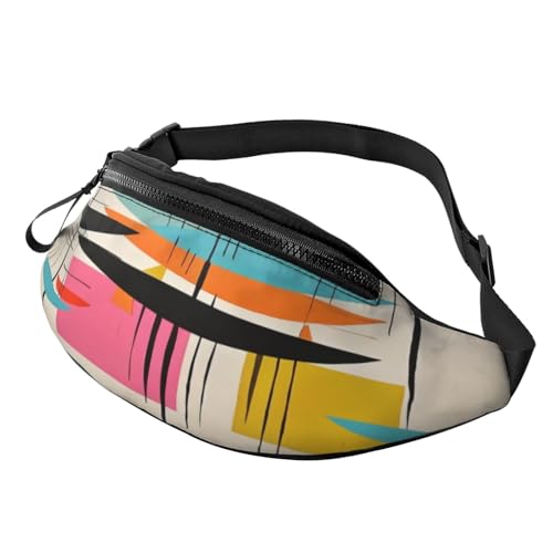 Rainbow Striped Fanny Pack-Lightweight Waist Bag for Travel and Daily Use, Moderne Drucke von Mid Century, Einheitsgröße