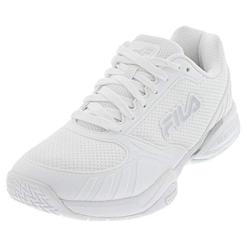 Fila Women's Volley Zone Pickleball Shoe (White/Metallic Silver/White, 9.5)