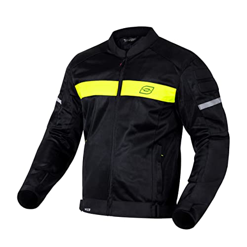 Ozone Dart Motorradjacke für Männer Ellbogen und Schulterprotektoren Reflektierende Elemente Stahlgewebe-Einsätze 4 Taschen CE-Zertifizierung