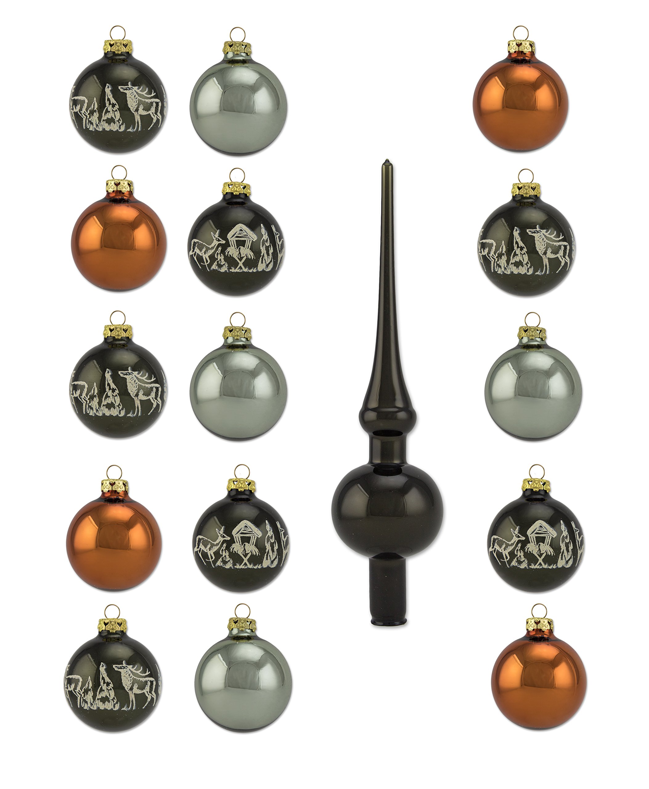 Thüringer Glas Design Christbaumschmuck, Adventure, 16-Teilig Uni, Deko, Spitze